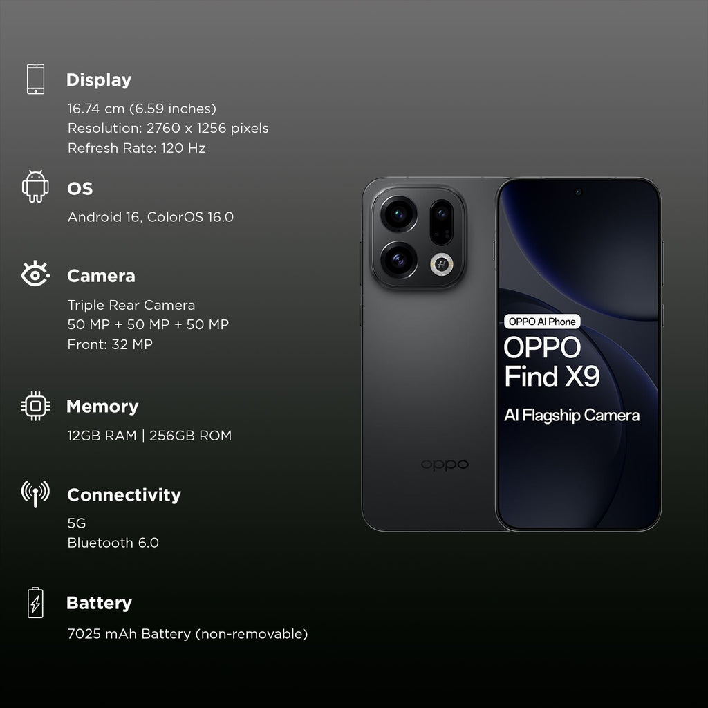 oppo Find X9 5G (12GB RAM, 256GB, Space Black)