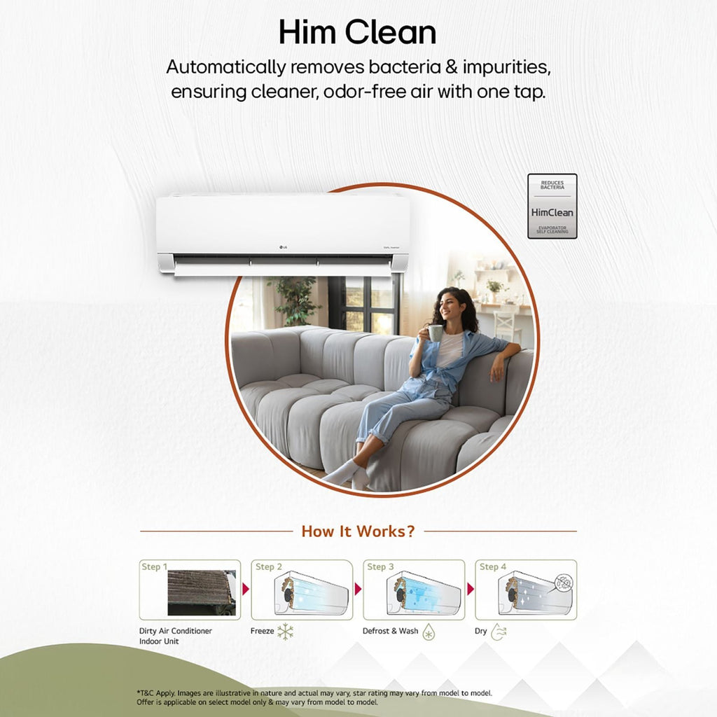 LG 6 in 1 Convertible 1.5 Ton 3 Star Inverter Split AC with Monsoon Comfort Feature (2025 Model, Copper Condenser, ASQ18ANXEAMLG)