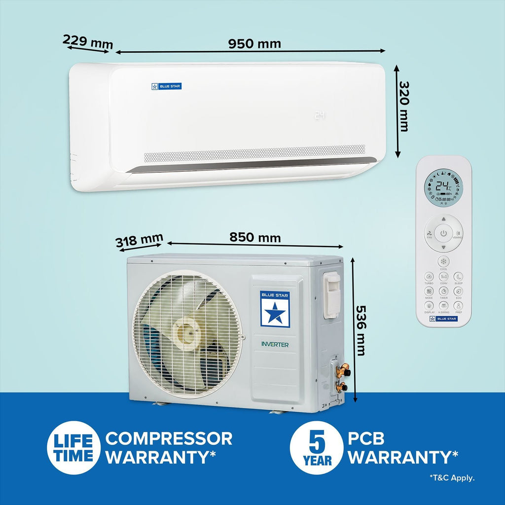 Blue Star N Series Convertible 1 Ton 5 Star Inverter Split Smart AC with Voice Command Technology (2026 Model, Copper Condenser, IA512NXUS)