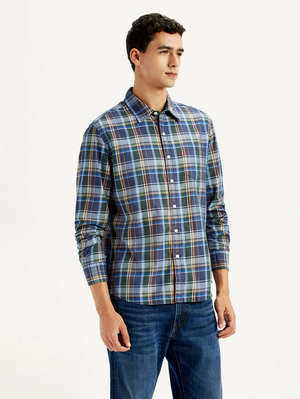 Men's Plaid Multi Color Slim Fit Shirt