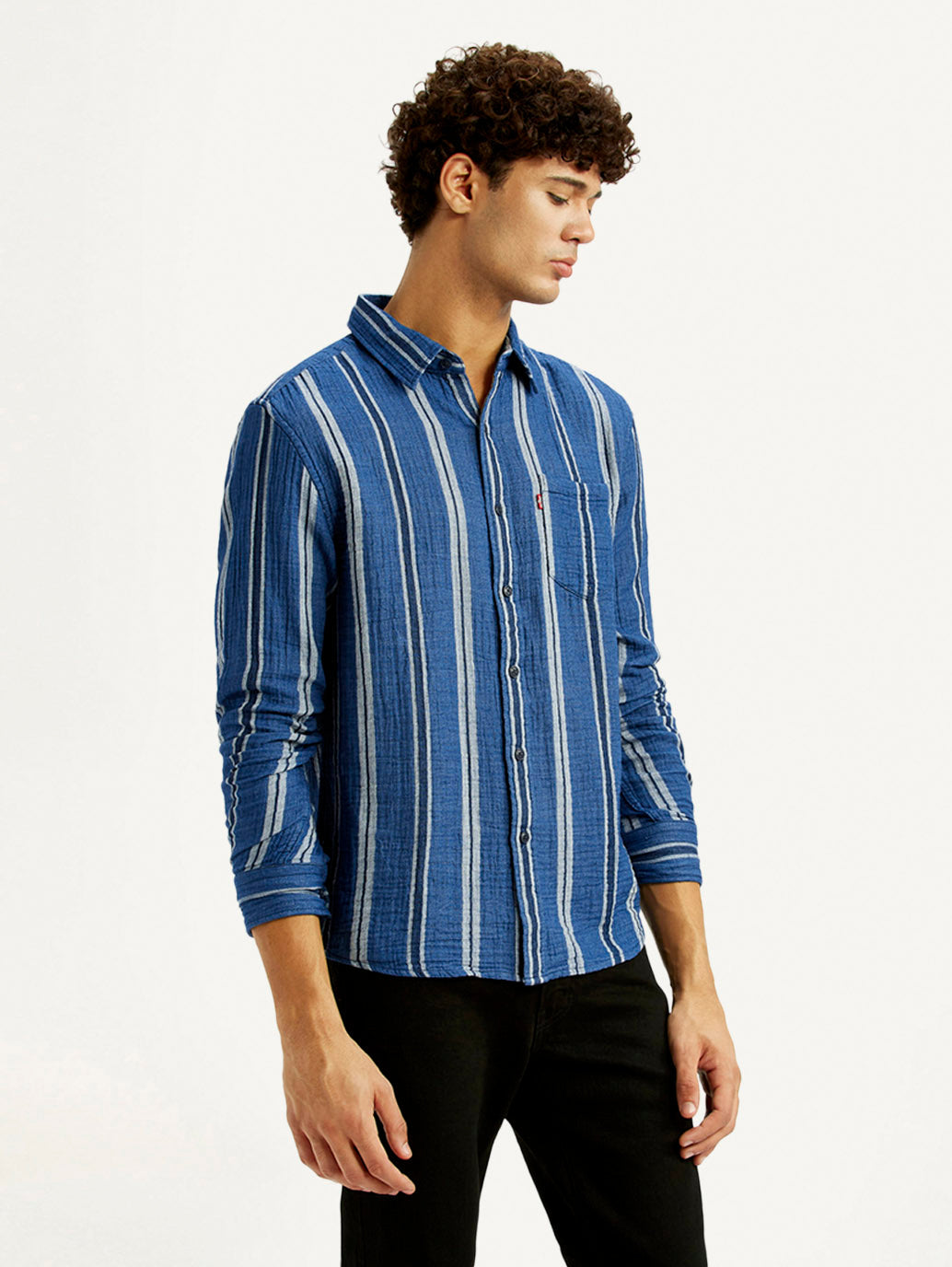 Men's Striped Blue Slim Fit Shirt