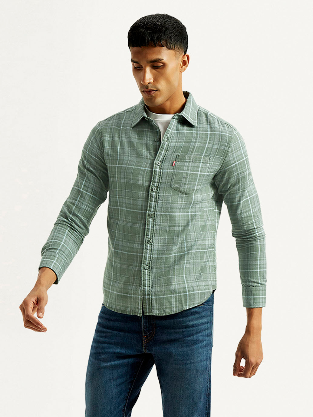 Men's Checkered Green Slim Fit Shirt