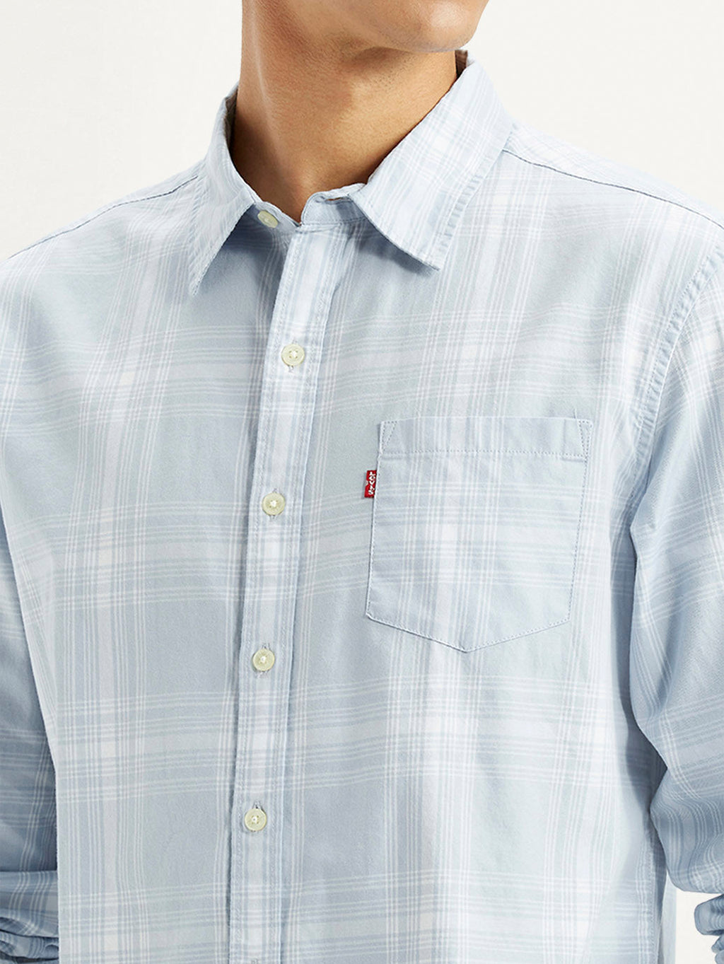 Men's Plaid Light Blue Slim Fit Shirt