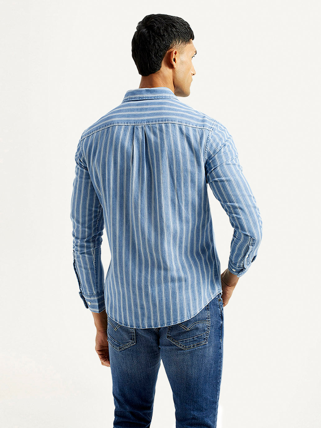 Men's Striped Light Blue Slim Fit Shirt