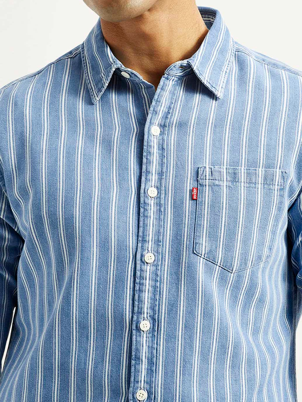 Men's Striped Light Blue Slim Fit Shirt