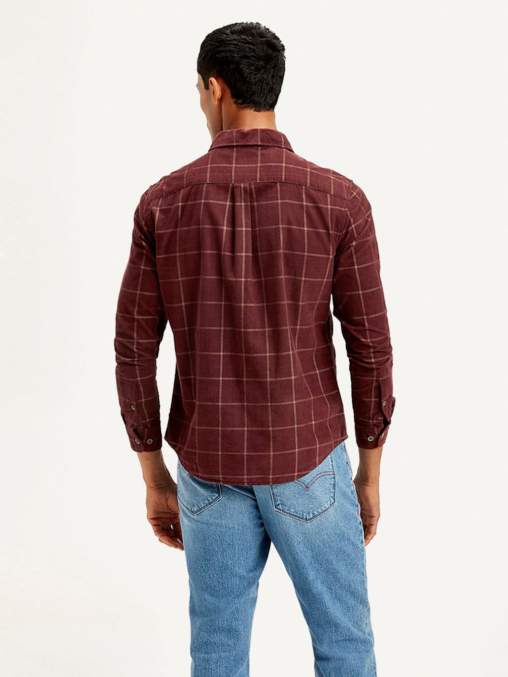 Men's Checkered Slim Fit Corduroy Shirt