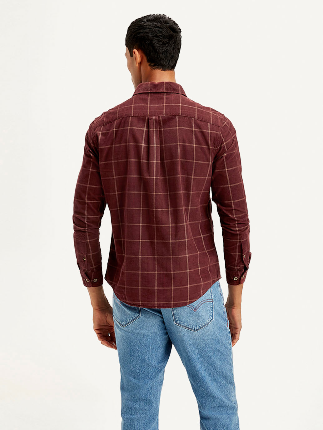 Men's Checkered Slim Fit Corduroy Shirt
