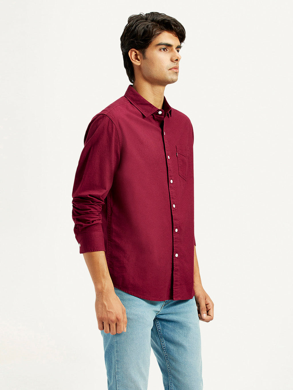 Men's Solid Maroon Slim Fit Shirt