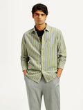 Men's Striped Olive Green Slim Fit Shirt