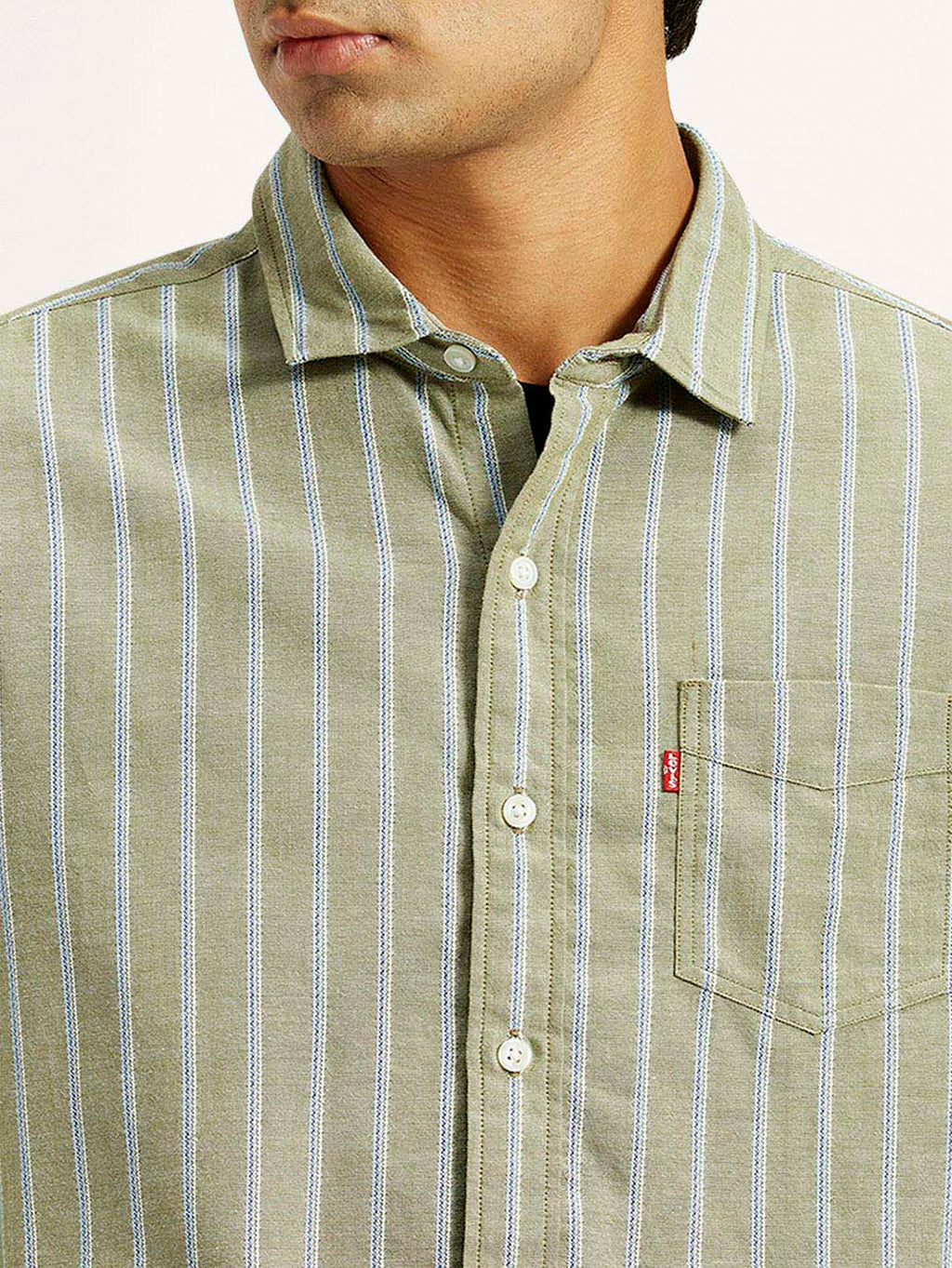 Men's Striped Olive Green Slim Fit Shirt