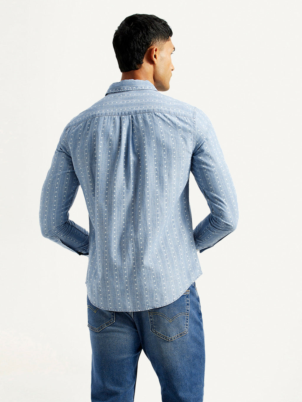 Men's Geometric Blue Slim Fit Shirt