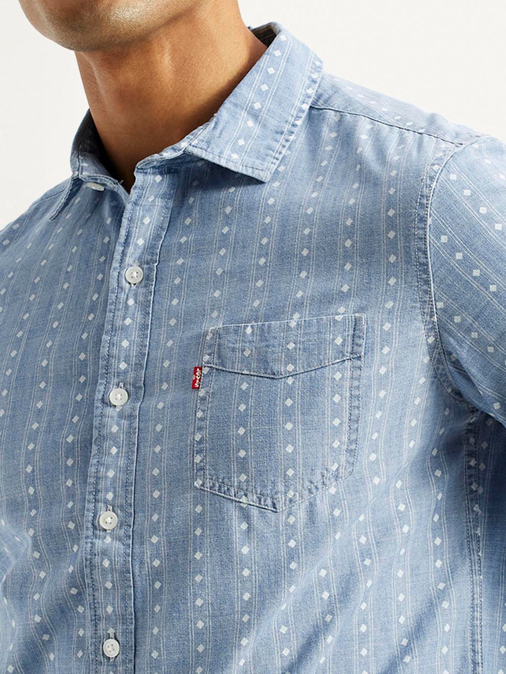 Men's Geometric Blue Slim Fit Shirt