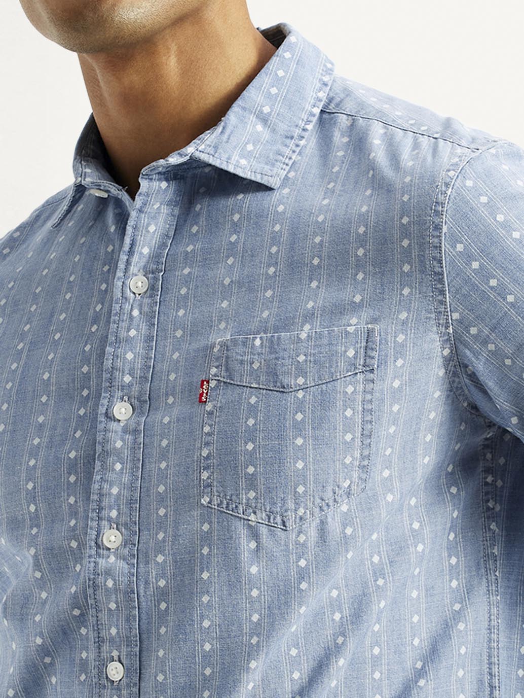 Men's Geometric Blue Slim Fit Shirt