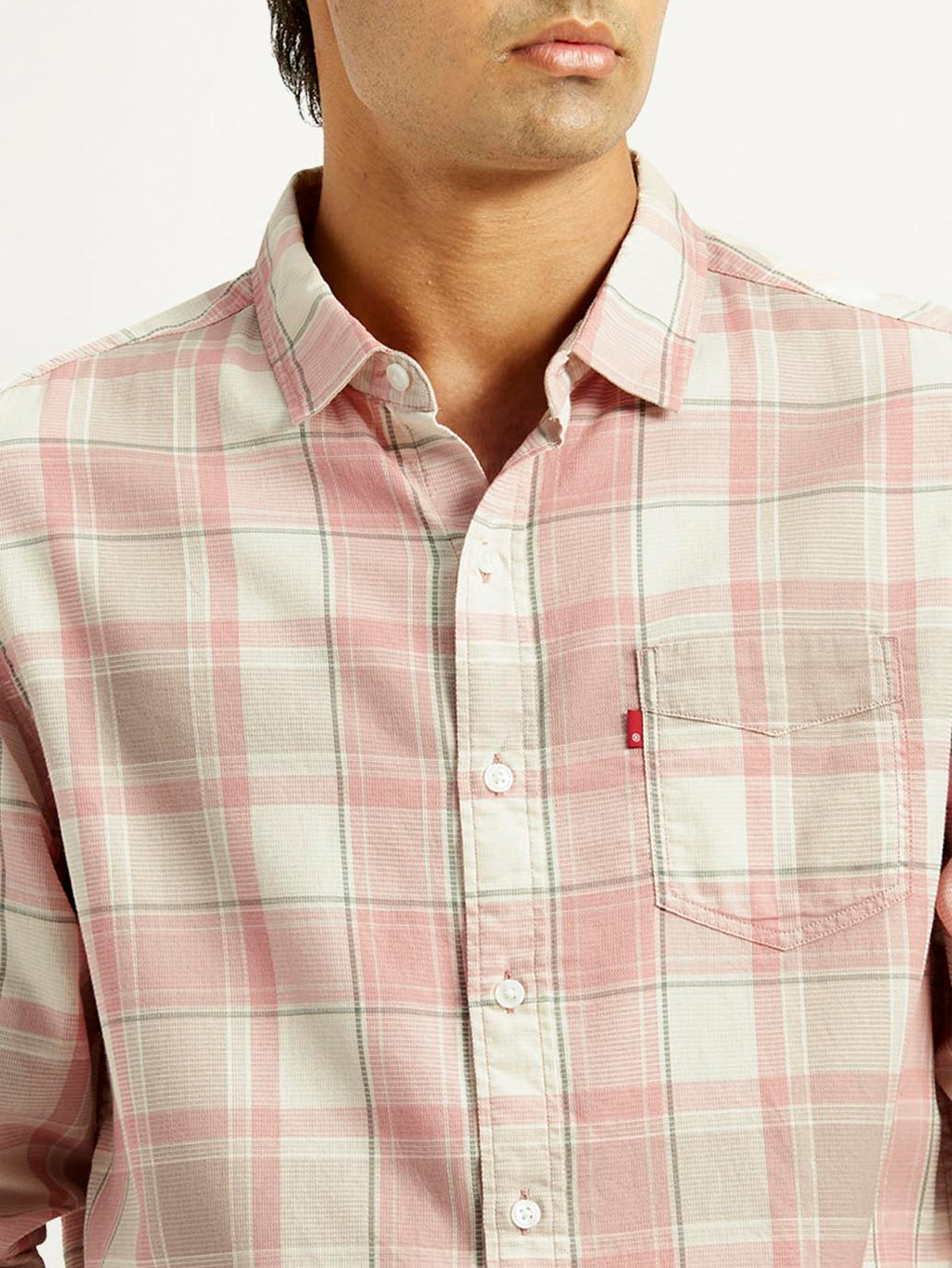 Men's Checkered Light Pink Slim Fit Shirt