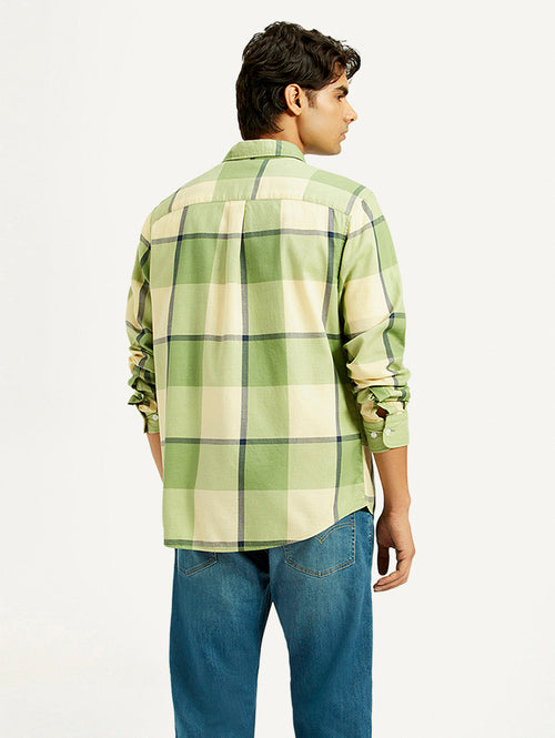 Men's Checkered Light Green Slim Fit Shirt