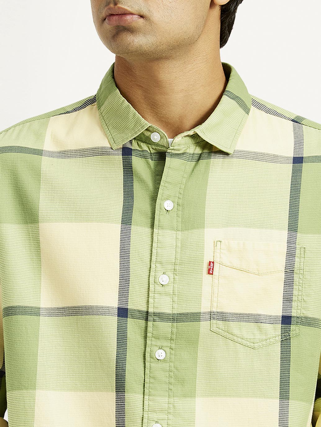 Men's Checkered Light Green Slim Fit Shirt