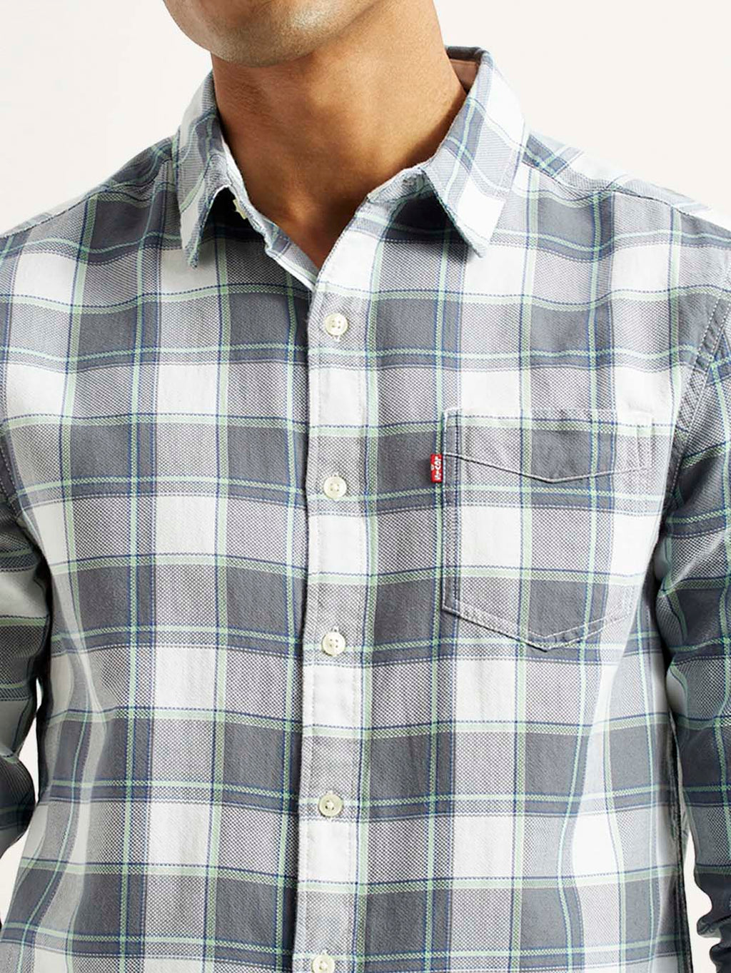 Men's Checkered Grey Slim Fit Shirt