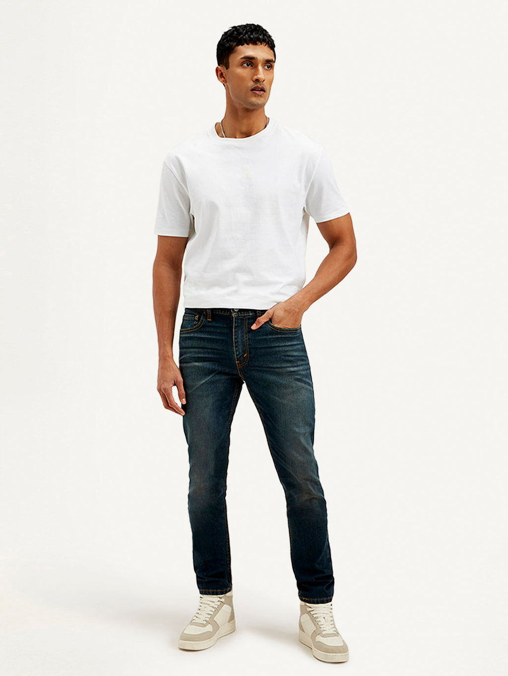 Men's 512 Navy Blue Slim Tapered Fit Mid Rise Jeans