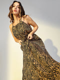 Women's Animal Print Brown Maxi Dress