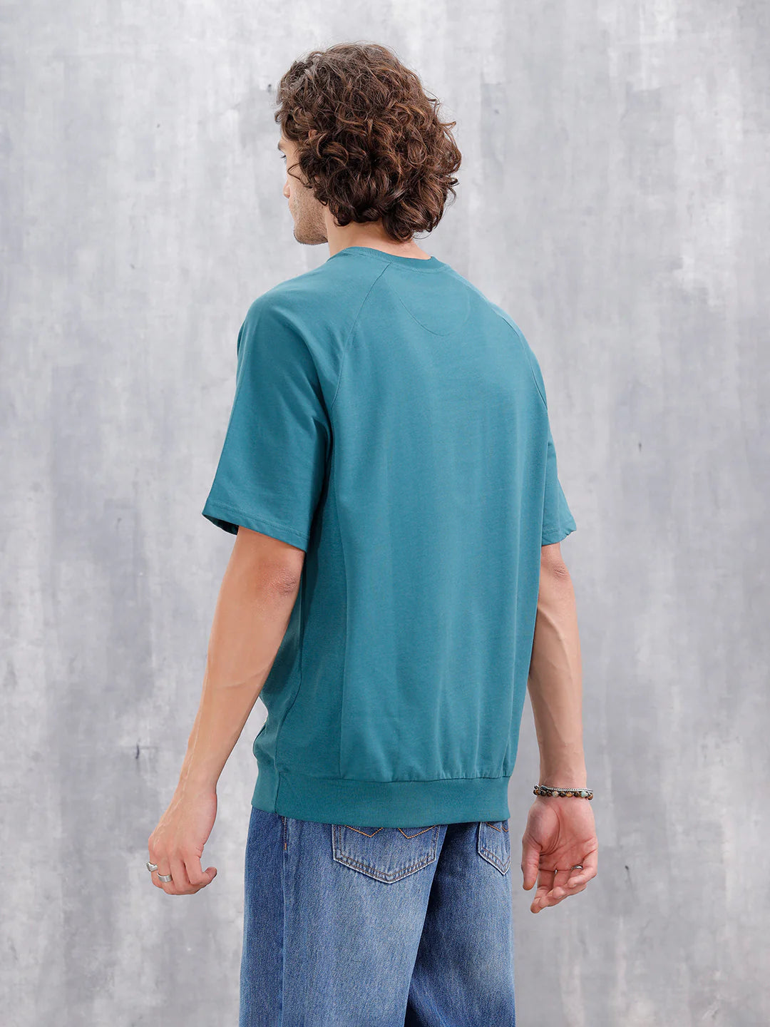 Solid Oversized Crew Neck T-shirt | Teal