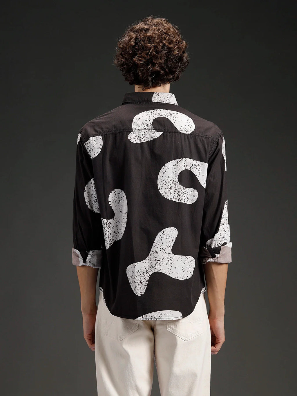 Wrogn Casual Distressed Effect Printed Shirt | Black