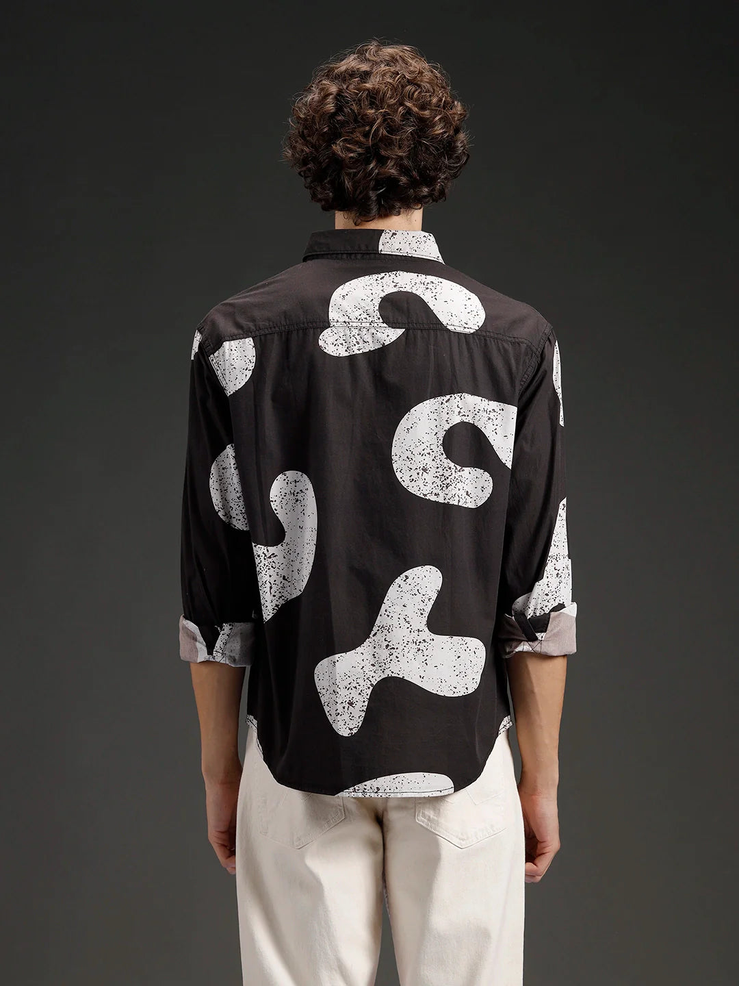 Wrogn Casual Distressed Effect Printed Shirt | Black