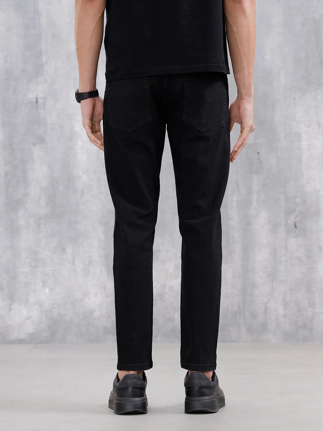 Men Casual Skinny Crop Jeans | Black