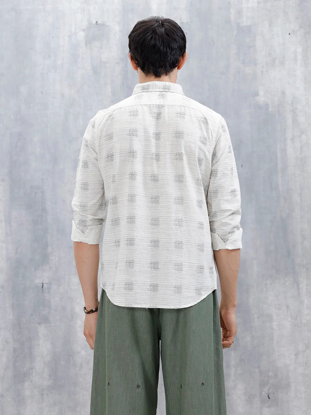 Printed Men's Casual Slim Fit Shirt | Off White