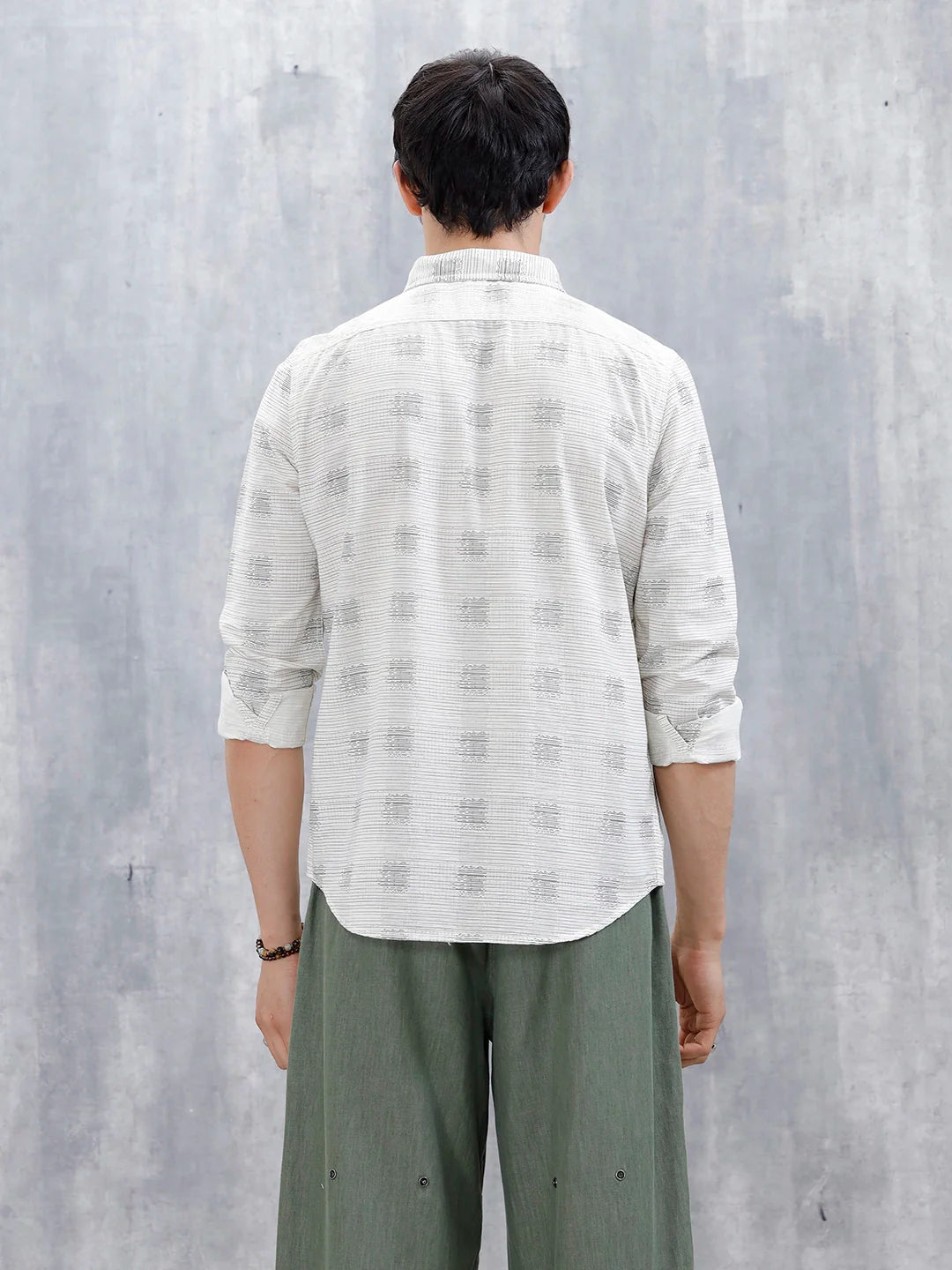Printed Men's Casual Slim Fit Shirt | Off White