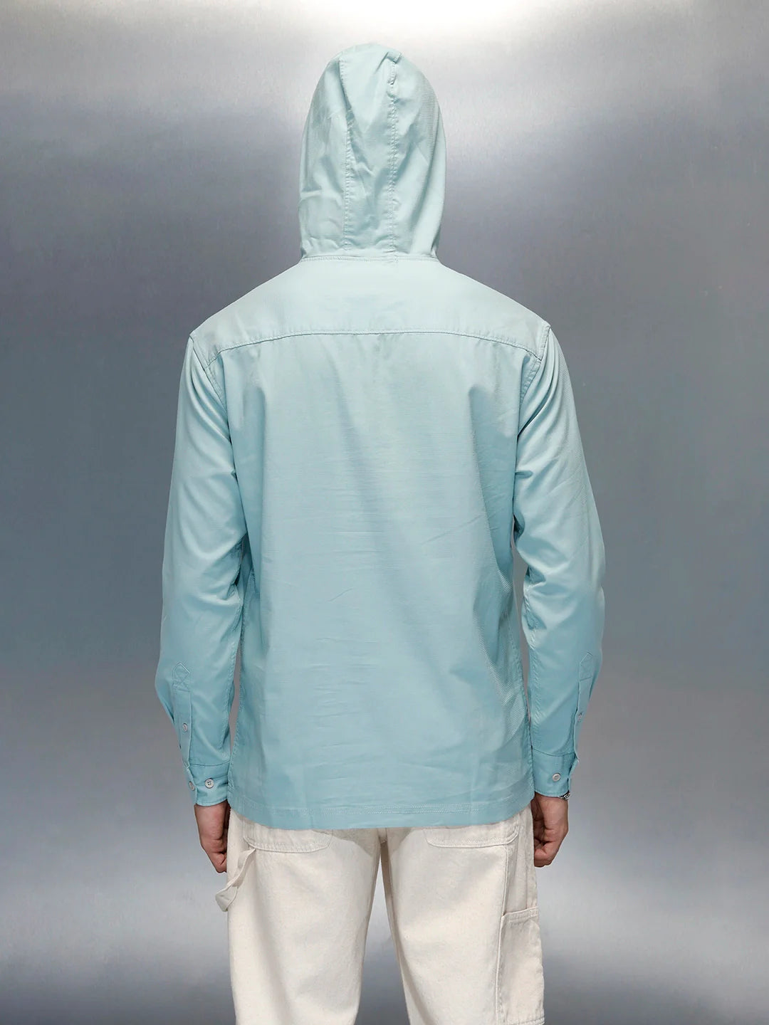 Men's Casual Regualr Fit Hooded Shirt With Patch Pocket | Green