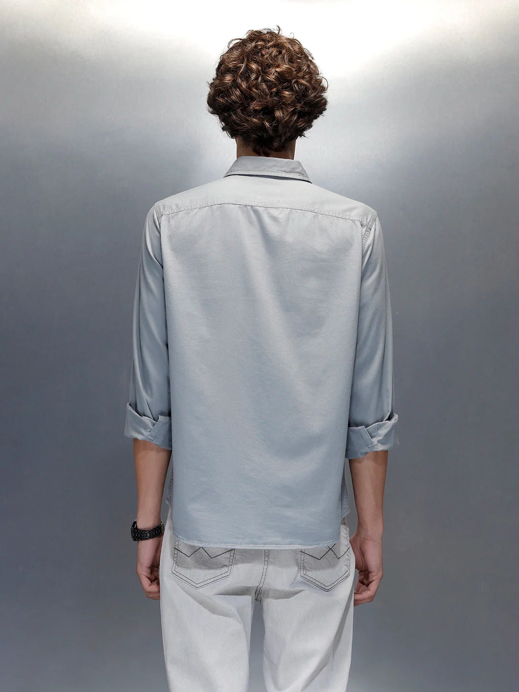 Men's casual slim fit double pocket shirt | Grey