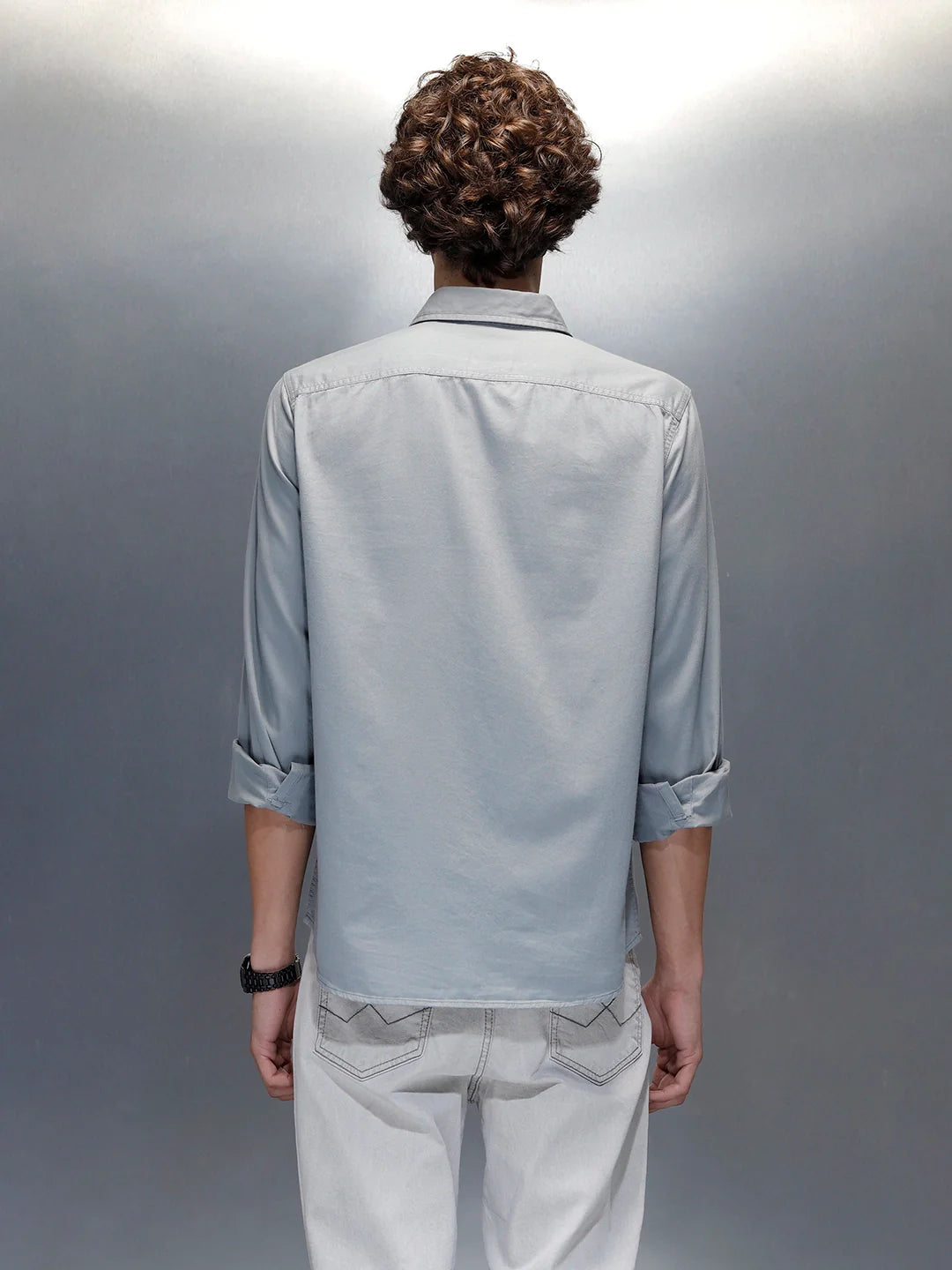 Men's casual slim fit double pocket shirt | Grey