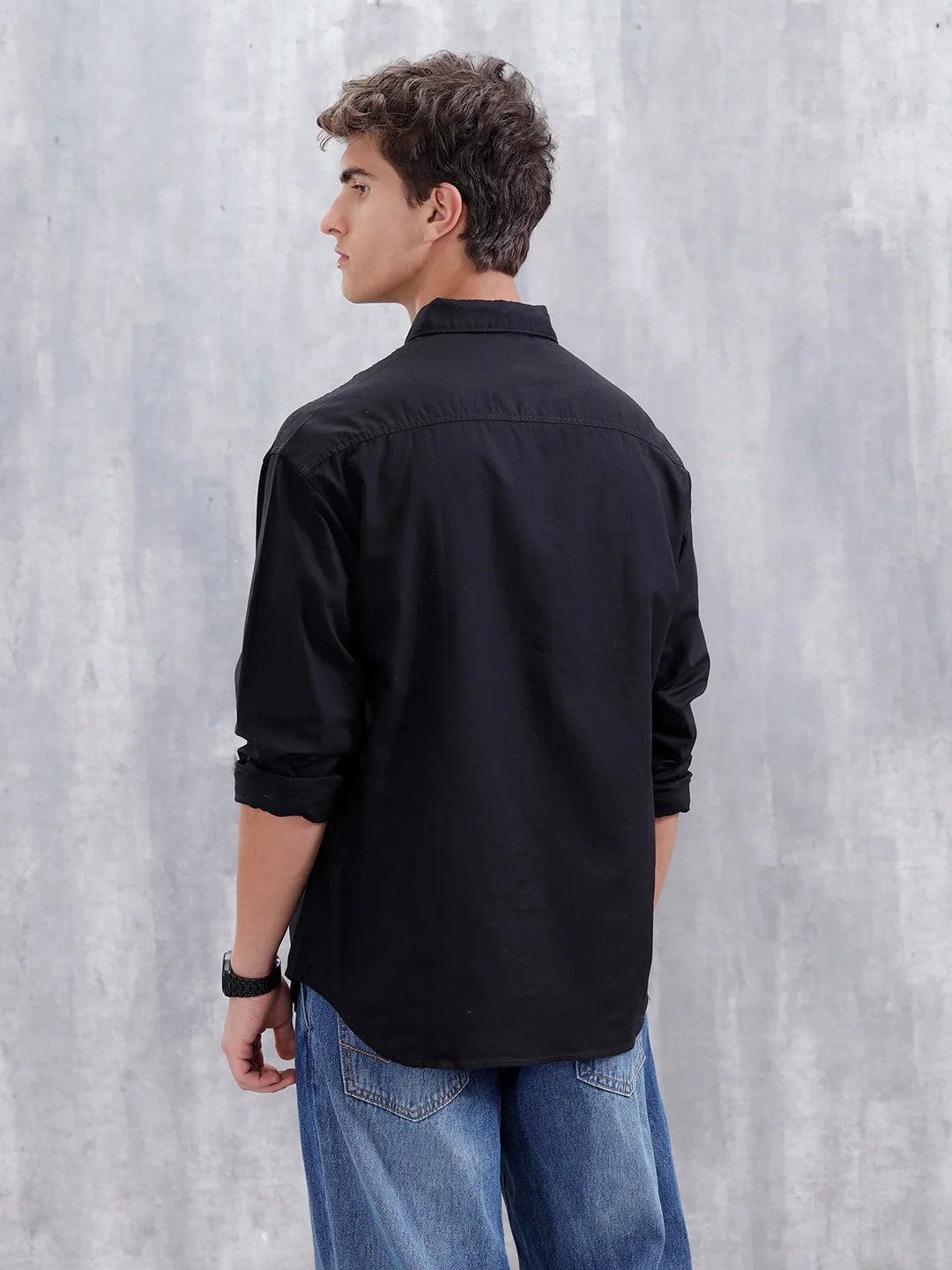 Solid Oversized Casual Shirt | Black