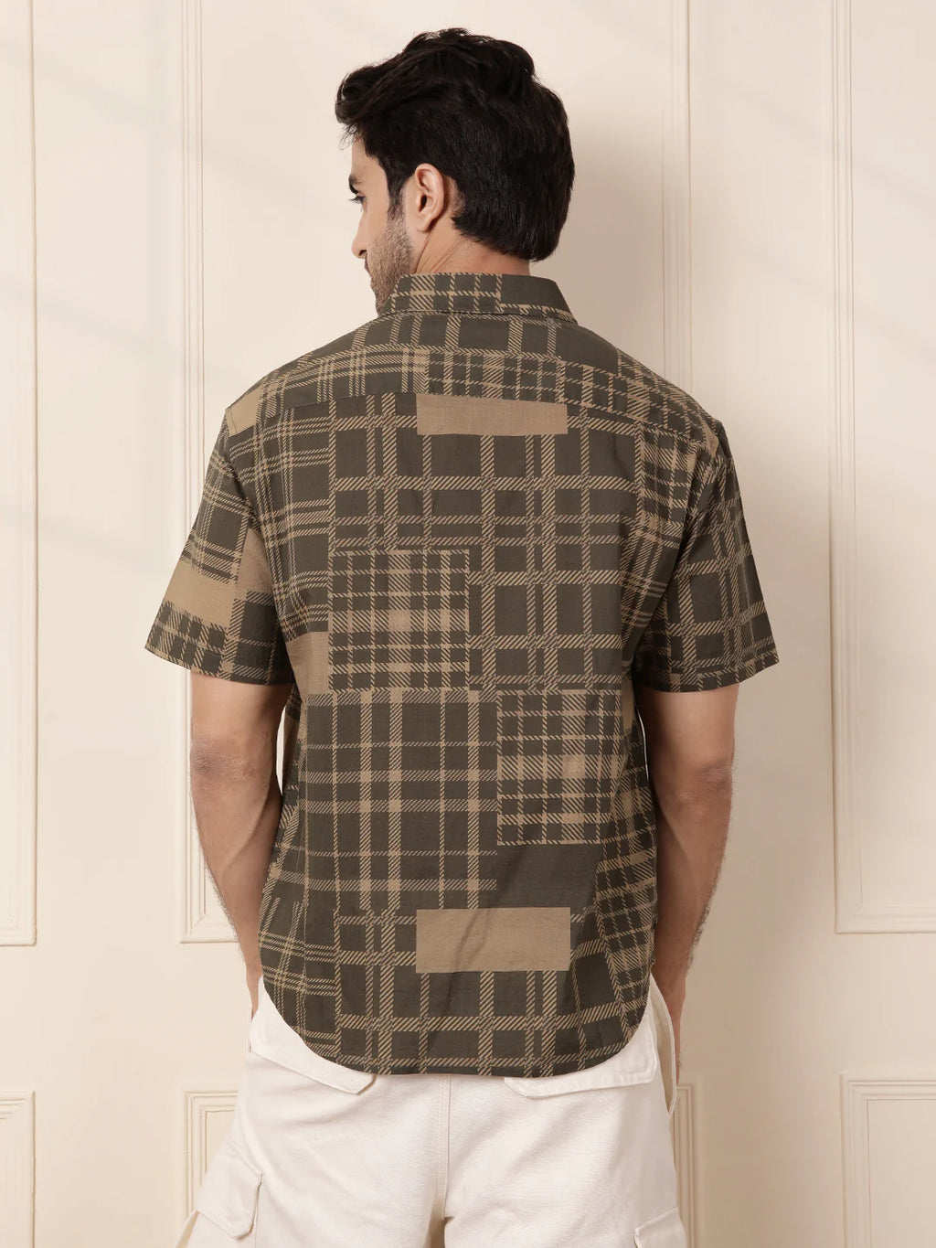Patchwork Printed AOP Shirt | Olive