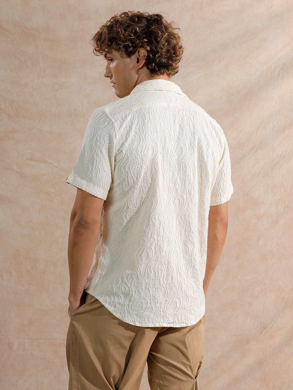 Textured Slim Fit Shirt | Off White