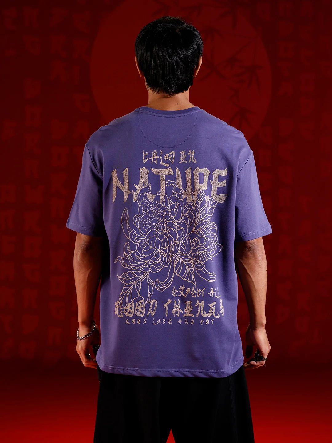 Graphic chest print oversized T-shirt | Dark blue