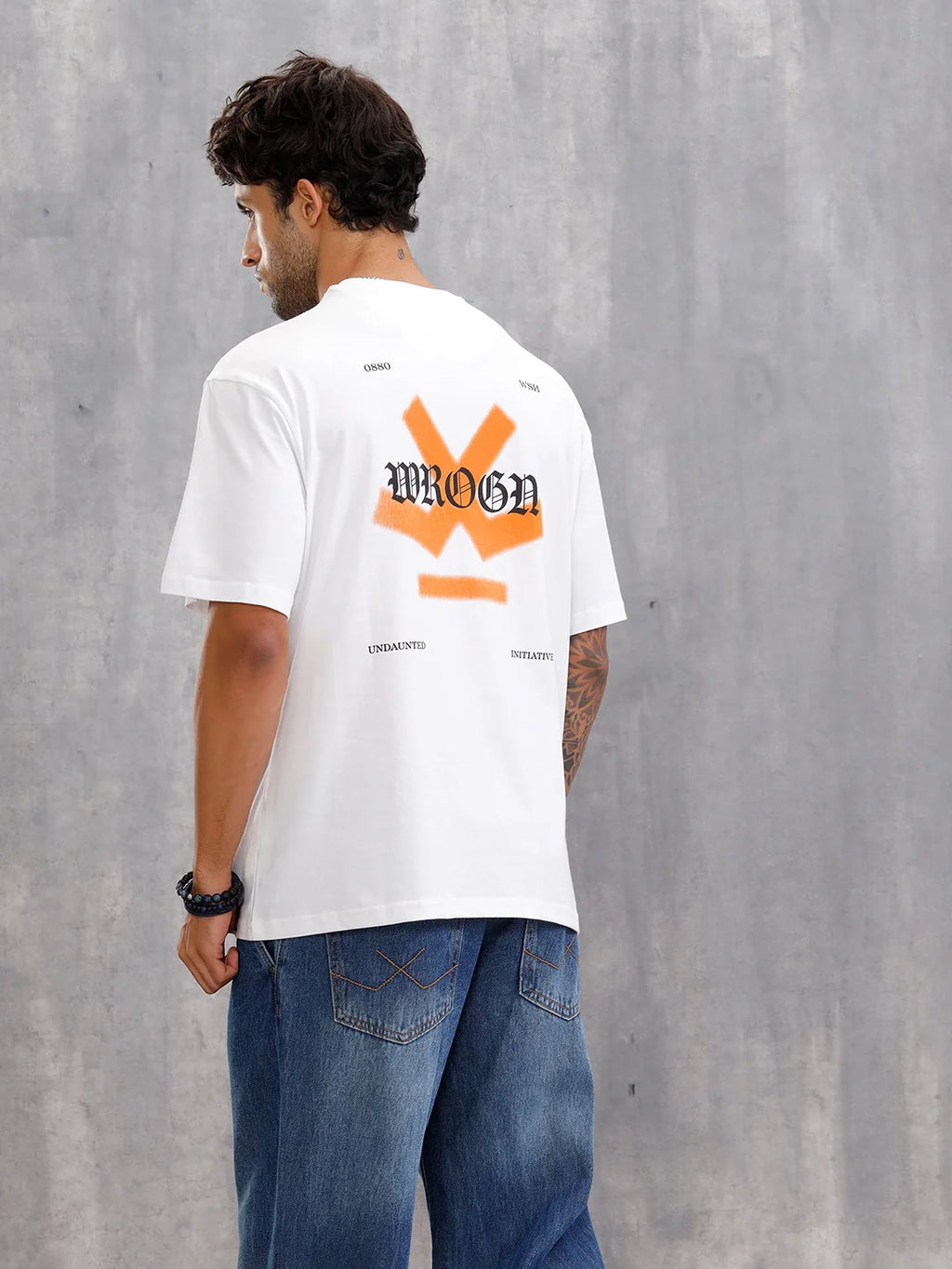 Oversized Fit Brand Carrier T-Shirt With Back Print | White