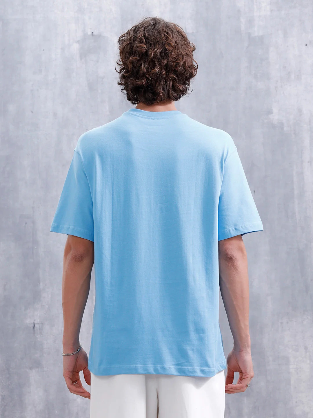 Men’s Embroidered Oversized Casual Tee | Blue