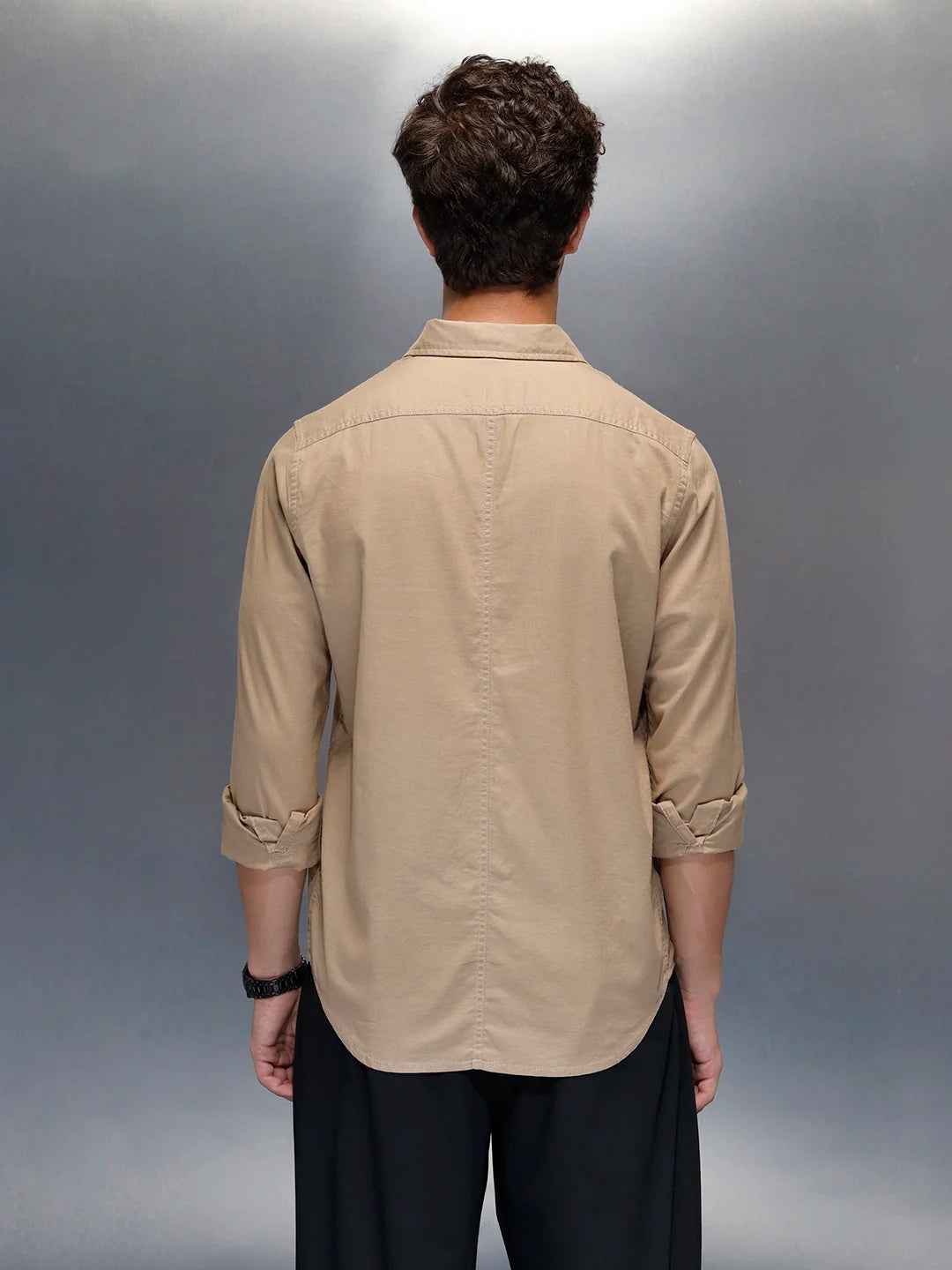 Tailored Slim Fit Casual Shirt for Men | Beige