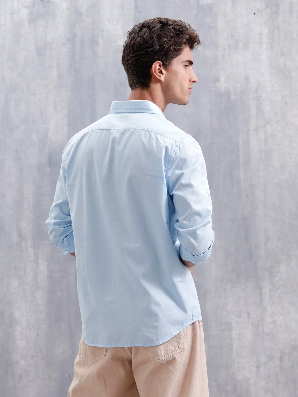 Men Casual Slim Fit Shirt | Light Blue