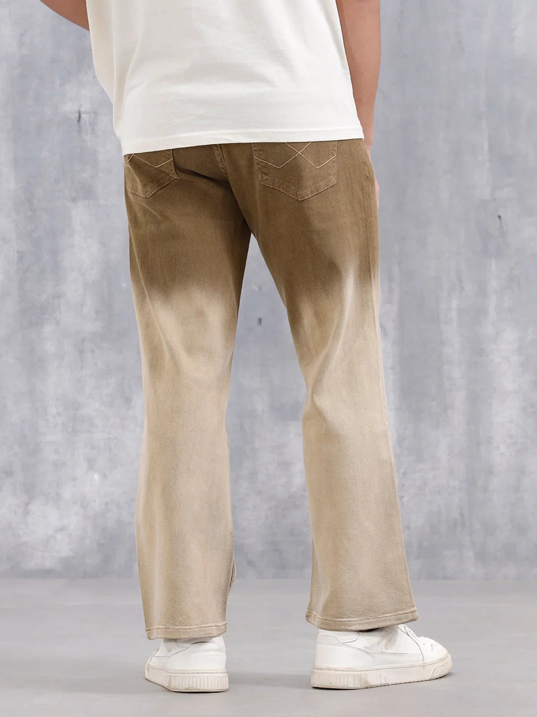 Men's Casual Bootcut Fit Ombre Jeans | Khaki