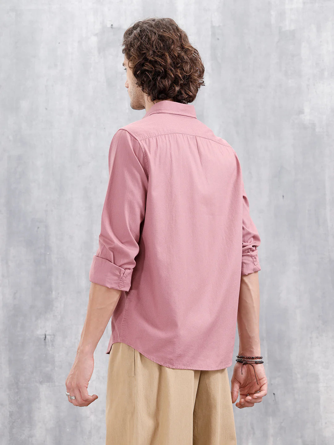 Solid 100%Cottom Slim Fit Shirt | Pink