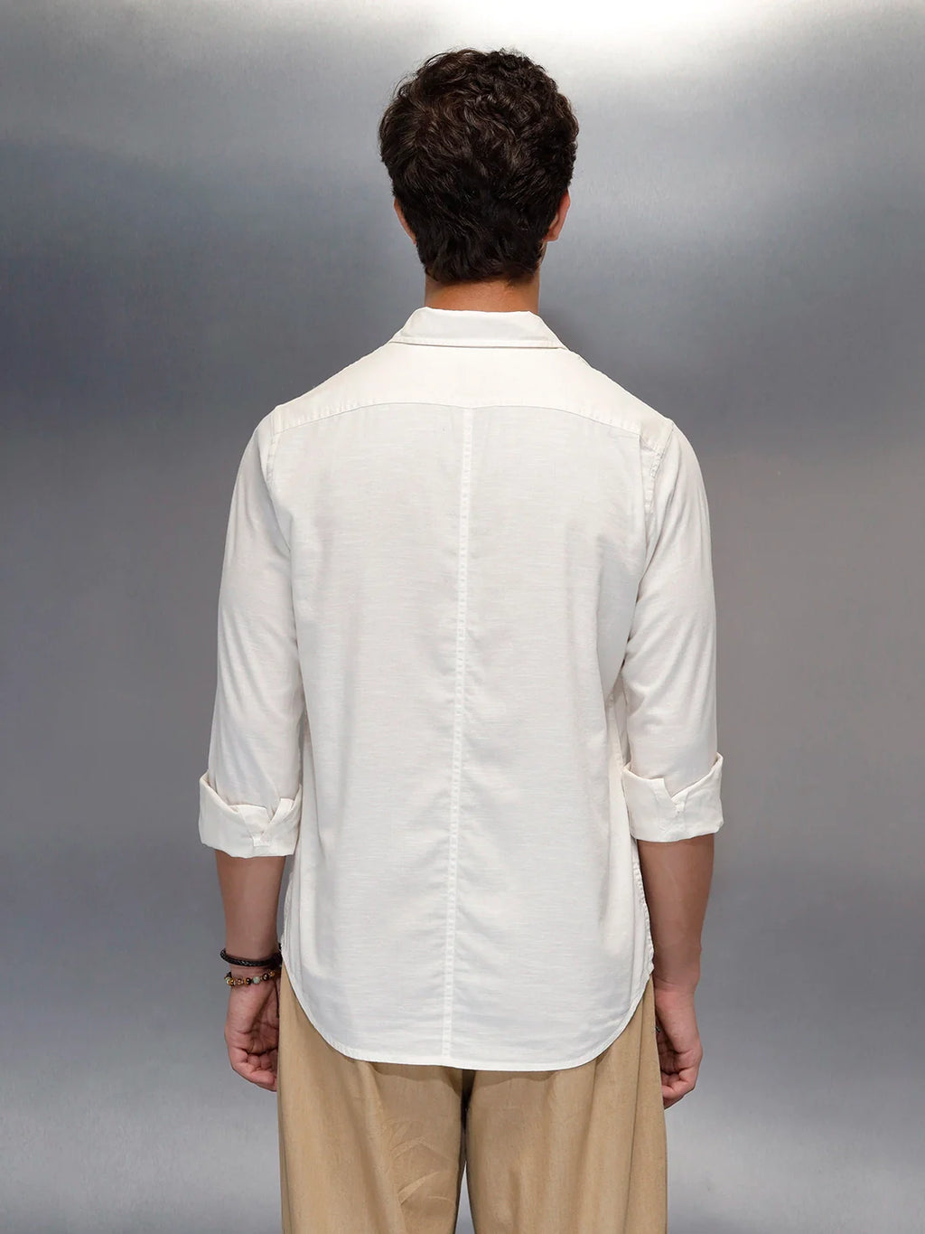 Tailored Slim Fit Casual Shirt for Men | Off White