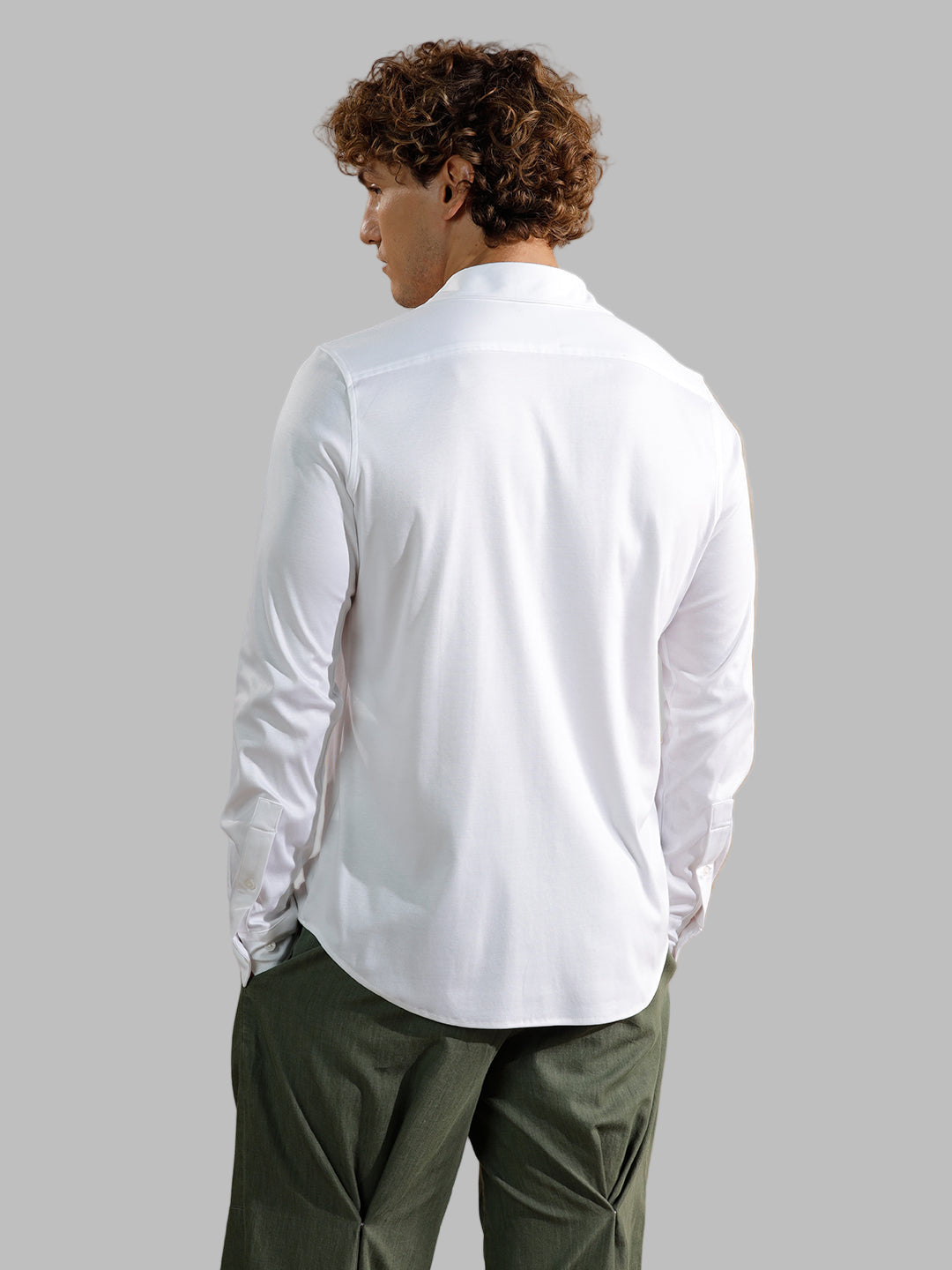 Solid Stretch Slim Fit Shirt | White
