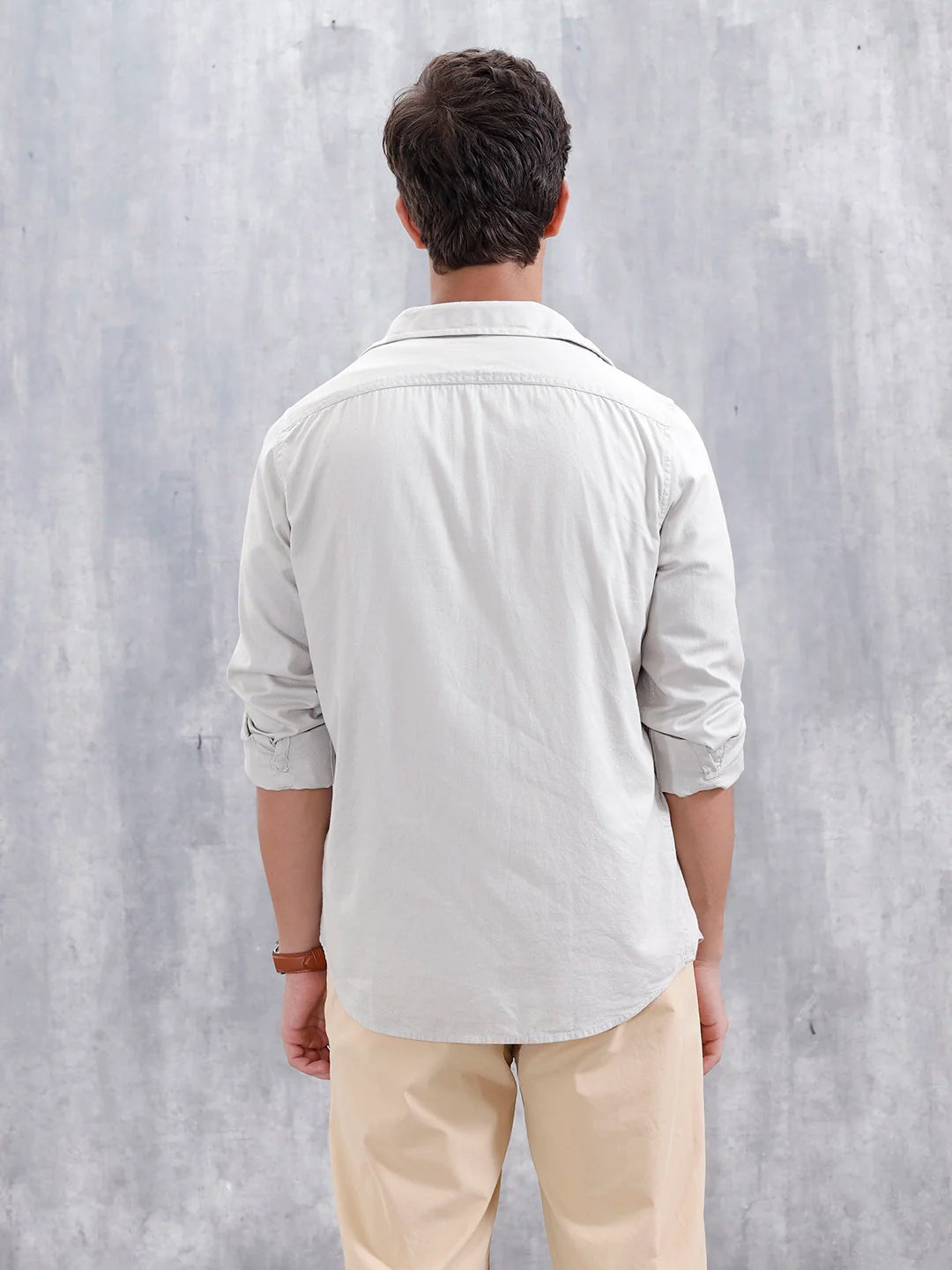 Men'S Casual Solid Slim Fit Shirt  | Beige