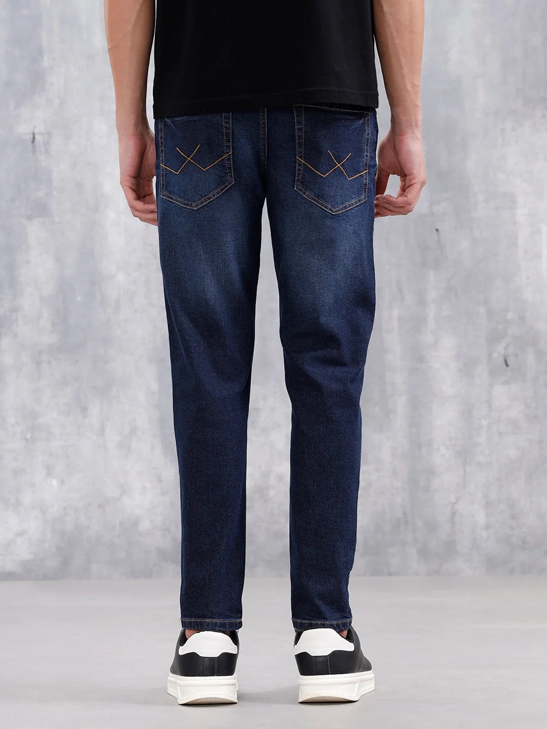 Men Casual Skinny Crop Jeans | Dark Stone