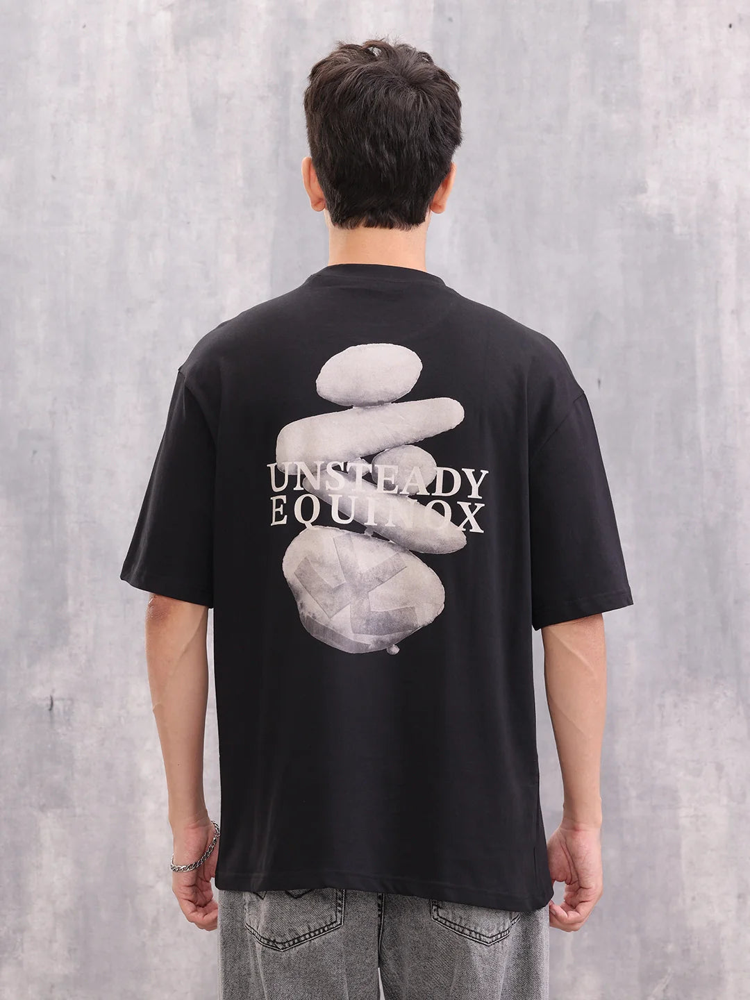 Casual Oversized Fit Tshirt With Back Print | Black