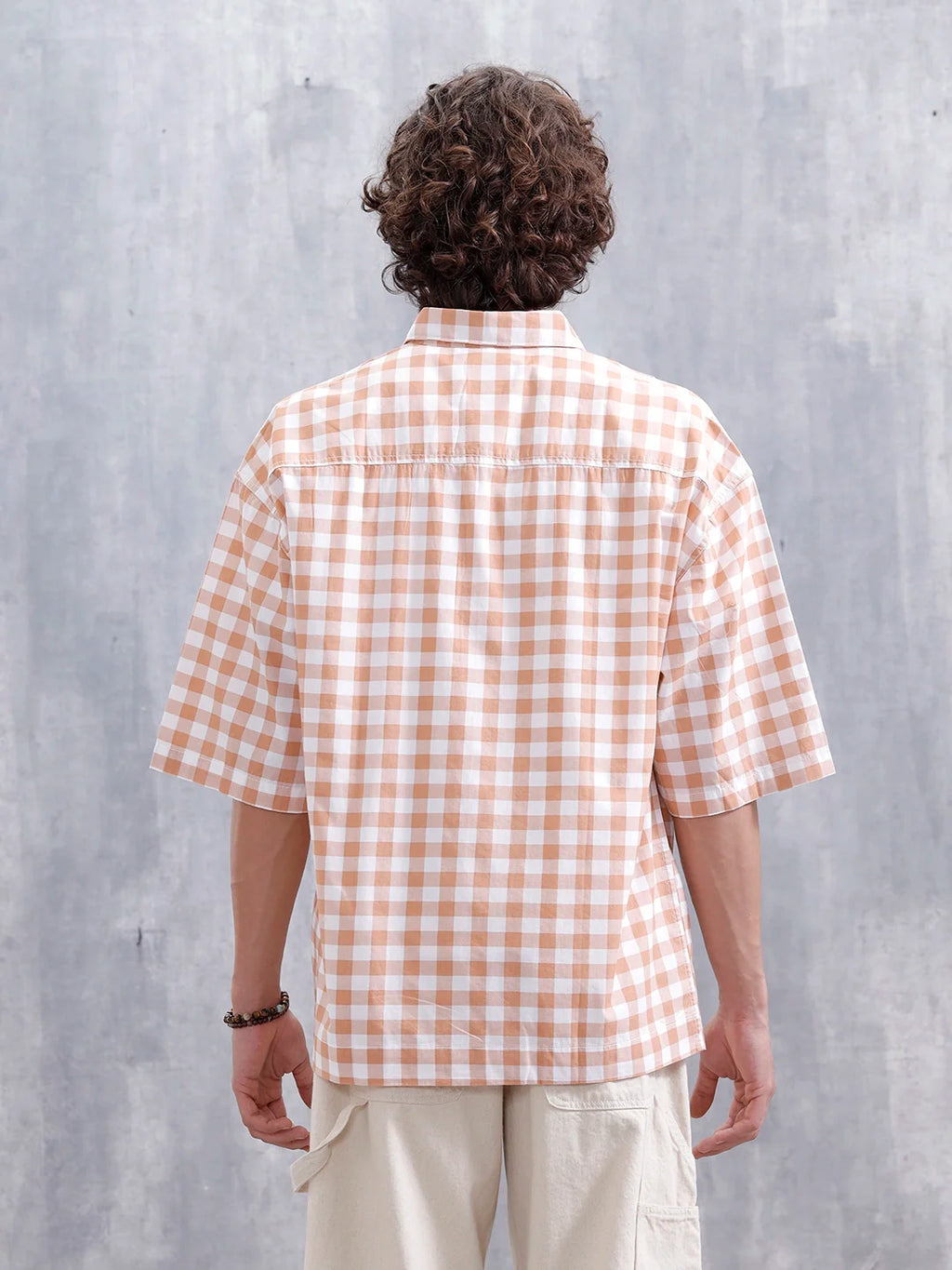 Men’s Casual Oversized Plus Fit Checked Shirt | Orange