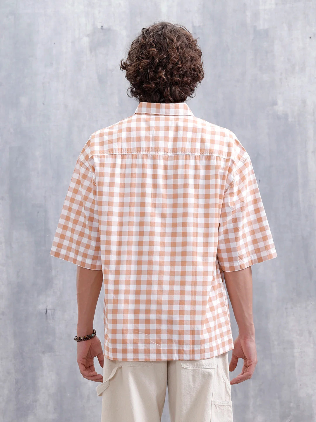 Men’s Casual Oversized Plus Fit Checked Shirt | Orange