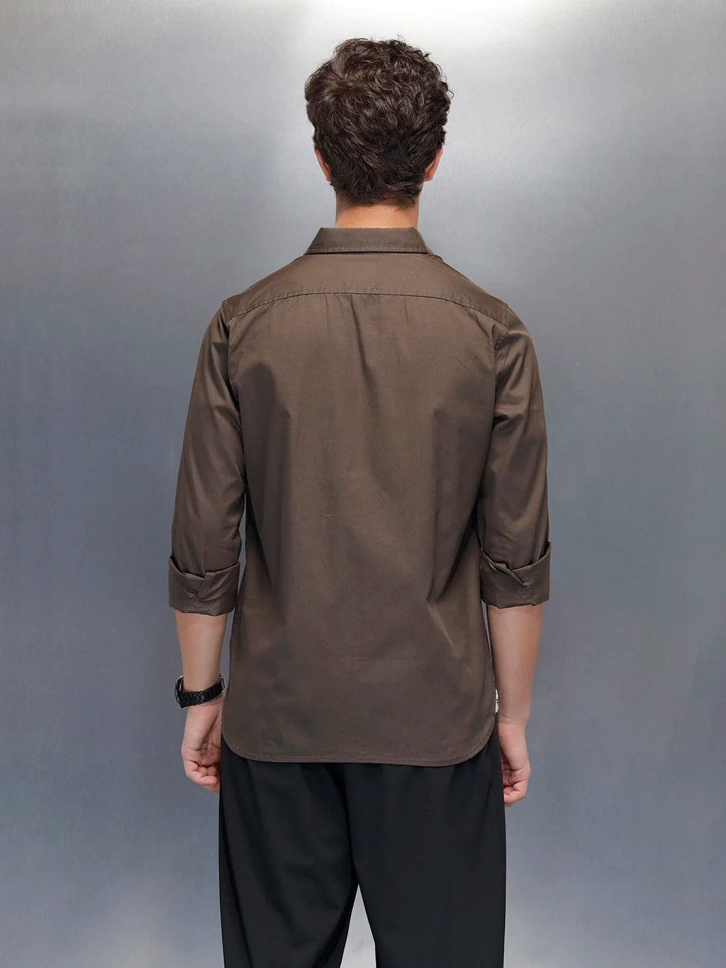 Men's casual slim fit shirt | Brown